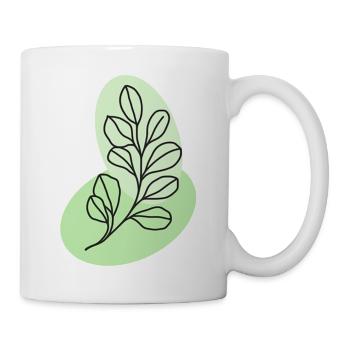 Botanische Eukalyptusblattlinie in Pastell - Tasse - Weiß - Rechts