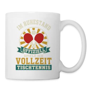 Rente Tischtennis Shirt – Vollzeit an der Platte - Tasse - Weiß - Rechts