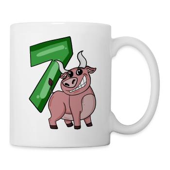7. Geburtstag Motiv Stier - sieben Jahre alt - Tasse - Weiß - Rechts