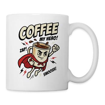 Kaffee-Superheld – Coffee My Hero - Tasse - Weiß - Rechts