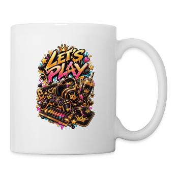 Lass uns spielen Neon Gaming Krone - Tasse - Weiß - Rechts