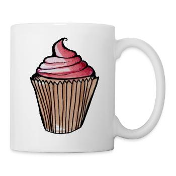 Aquarell Pink Cupcake - Tasse - Weiß - Rechts
