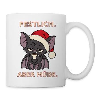 Weihnachtsfledermaus mit Espresso – Festlich aber  - Tasse - Weiß - Rechts