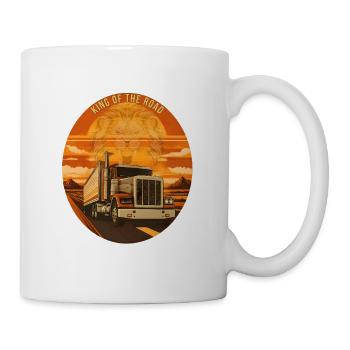 King Of The Road Lion Trucker Emblem - Tasse - Weiß - Rechts