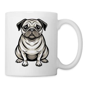 Mopshund-Sitten - Tasse - Weiß - Rechts