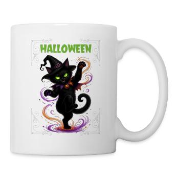 Halloween black cat dancing - Tasse - Weiß - Rechts