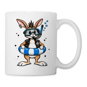 Bunter Punk Hase Taucher mit Rettungsring - Tasse - Weiß - Rechts
