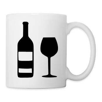 Weinflasche und Weinglas Wein Geschenk Genießer - Tasse - Weiß - Rechts