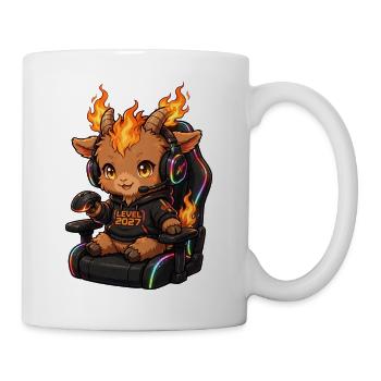 Kawaii Gamer Girl Fire Goat Shirt | Pink Headset  - Tasse - Weiß - Rechts