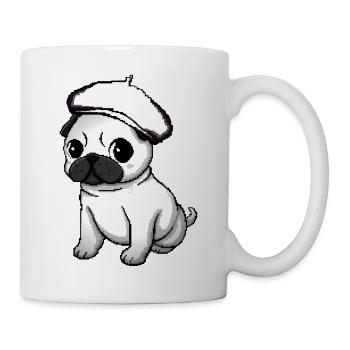 Weißer Basken-Mops - Tasse - Weiß - Rechts