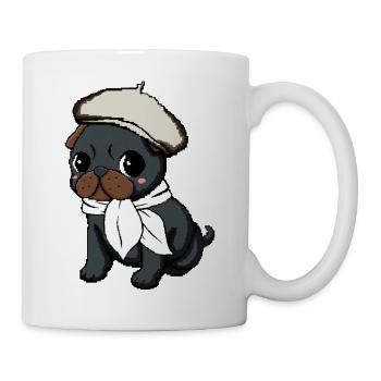 Black Pug Beret - Tasse - Weiß - Rechts