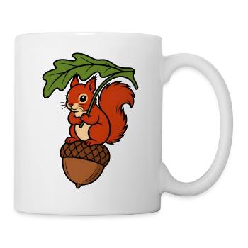 Eichhörnchen Eichel Blatt Regenschirm Shirt - Tasse - Weiß - Rechts