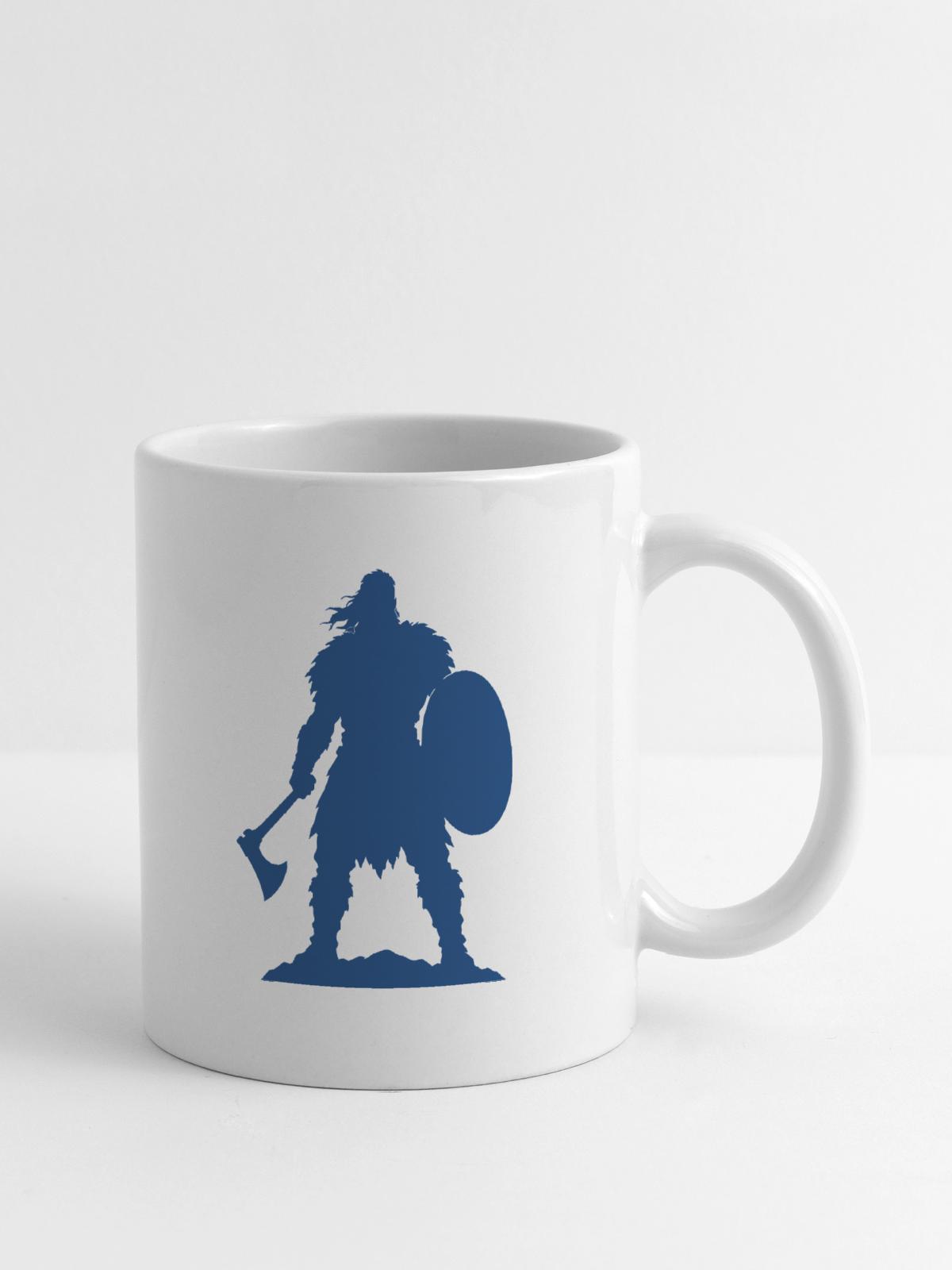 Wikinger Kämpfer Silhouette - Tasse - Weiß - Rechts