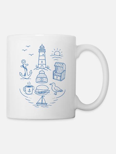 Maritimes Küstenmotiv - Tasse - Weiß