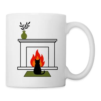 gatto_nero_davanti_fuoco_acceso - Tasse - Weiß - Rechts