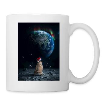 Weihnachts-Frenchie blickt auf die Erde - Tasse - Weiß - Rechts