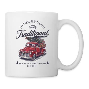 Vintage Weihnachtsbaum Pick-Up Truck Retro - Tasse - Weiß - Rechts