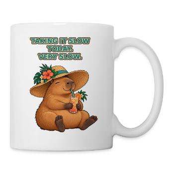 Capybara im Urlaubsmodus mit Sonnenhut - Tasse - Weiß - Rechts