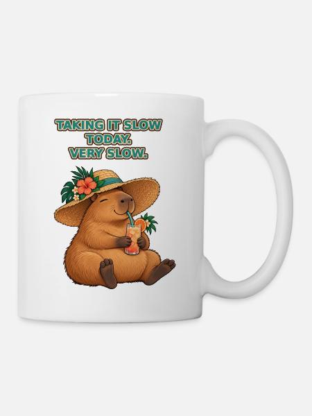 Capybara im Urlaubsmodus mit Sonnenhut - Tasse - Weiß