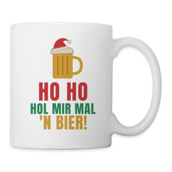 Ho Ho Hol mir mal 'n Bier – Weihnachten - Tasse - Weiß - Rechts