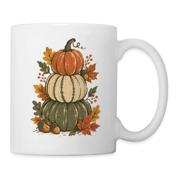 Herbst-Pumpkinen-Turm mit Blättern - Tasse - Weiß - Rechts