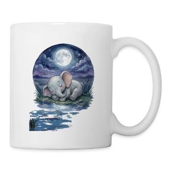 Schlafender Elefant im Mondschein - Tasse - Weiß - Rechts