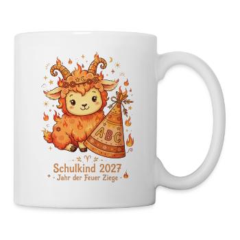 Endlich Schulkind 2027 Feuer Ziege - Tasse - Weiß - Rechts