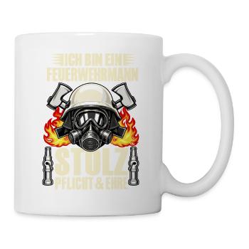 Ich bin ein Feuerwehrmann – Stolz, Pflicht & Ehre - Tasse - Weiß - Rechts
