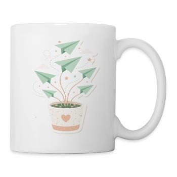 Papierflieger Pflanze Wuchs - Tasse - Weiß - Rechts