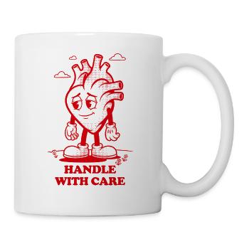 Herz-Griff mit Vorsicht - Tasse - Weiß - Rechts