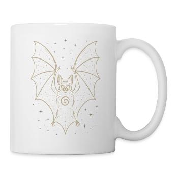 Fledermaus mit Sternenhimmel - Samhain Halloween - Tasse - Weiß - Rechts