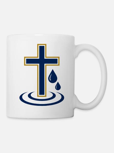 Wassergetauftes Kreuzdesign - Tasse - Weiß