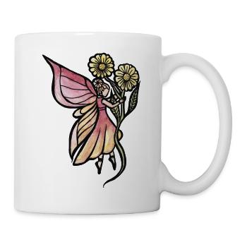Verspielte Fee mit Gänseblümchen - Tasse - Weiß - Rechts