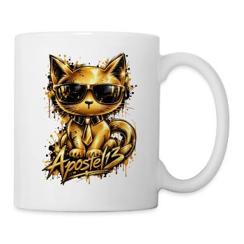 Cool Golden Cat – Funny Cat with Sunglasses - Tasse - Weiß - Rechts