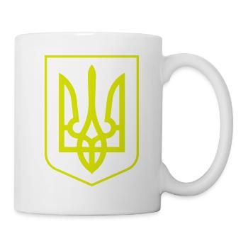 Ukraine-Staatswappen 1-farbig - Tasse - Weiß - Rechts