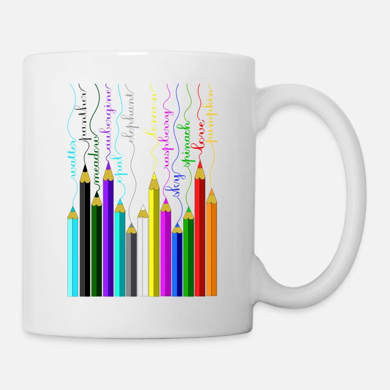 Crayons, crayons de couleur, crayons en bois, crayons de couleur, feutres - Mug blanc - blanc