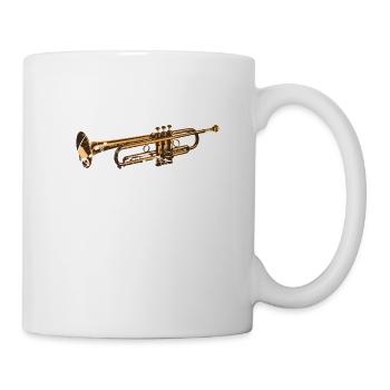Musique avec trompette comme instrument à vent et notes - Mug blanc - blanc - Droite