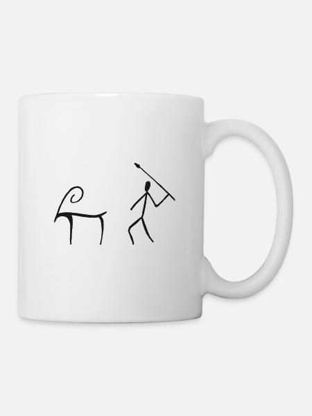 Höhlenmalerei Jagd - Tasse - Weiß
