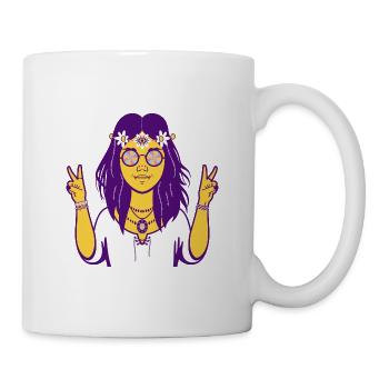 Hippy Hippie Girl Retro Vintage 60s 70's Style - Mug - white - Right
