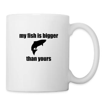 fishing fisher fish size joke humour competition - Tasse - Weiß - Rechts