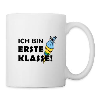 Ich bin erste Klasse! Schulanfänger-Shirt - Tasse - Weiß - Rechts