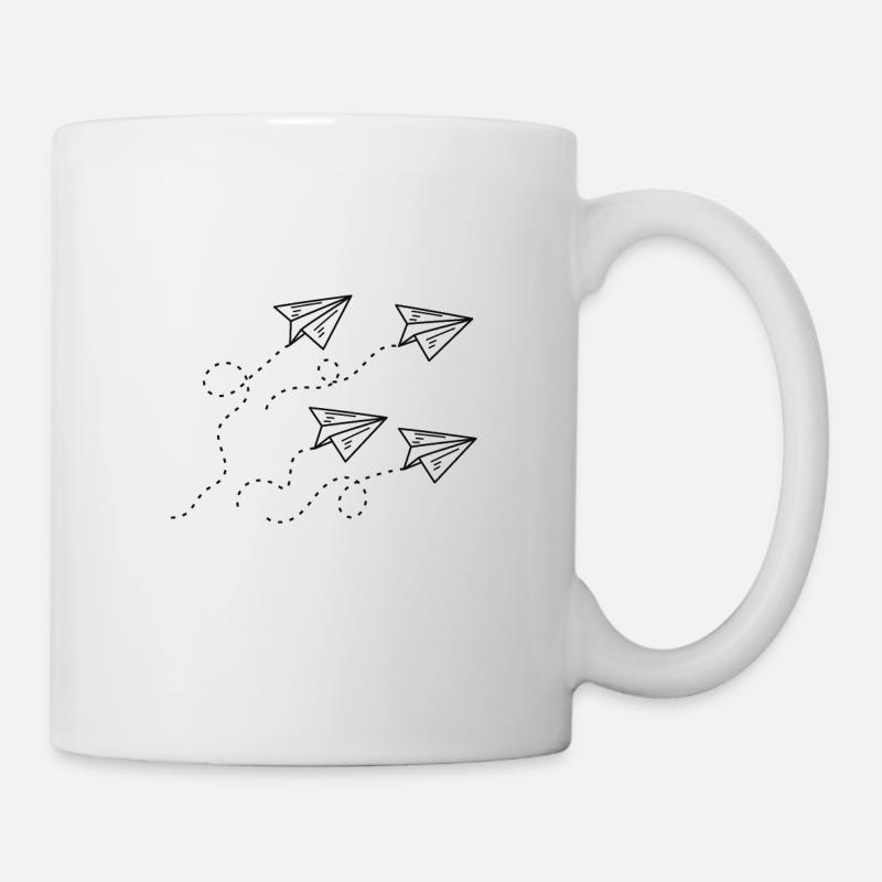 Dessin d'avion en papier - Mug blanc - blanc