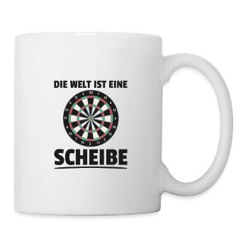 Die Welt Ist Eine Scheibe Darts Sprüche Dartboard - Tasse - Weiß - Rechts