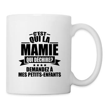 c'est qui mamie qui déchire demandez ptite fille - Mug blanc - blanc - Droite