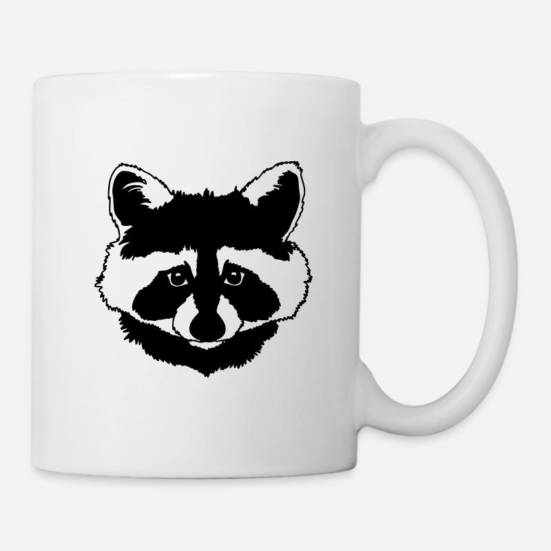 Waschbär Kopf schwarz weiss - Tasse - Weiß