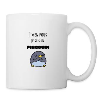 J'men fous je suis un pingouin ! Cadeau humour - Mug blanc - blanc - Droite