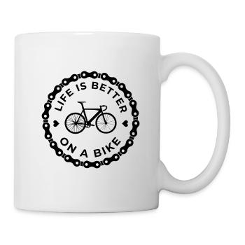 life is better on a bike chain links - Mug - white - Right