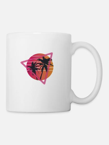 Chemise de palme rétro des années 80 - Mug blanc - blanc