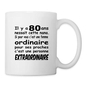 80 ans / anniversaire 80 ans / t-shirt 80 ans - Mug blanc - blanc - Droite