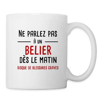 Ne parlez pas à un Bélier dès le matin - Mug blanc - blanc - Droite